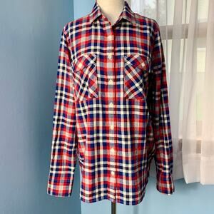 J. Crew Blue and Red Plaid Button Down Shirt Size 6